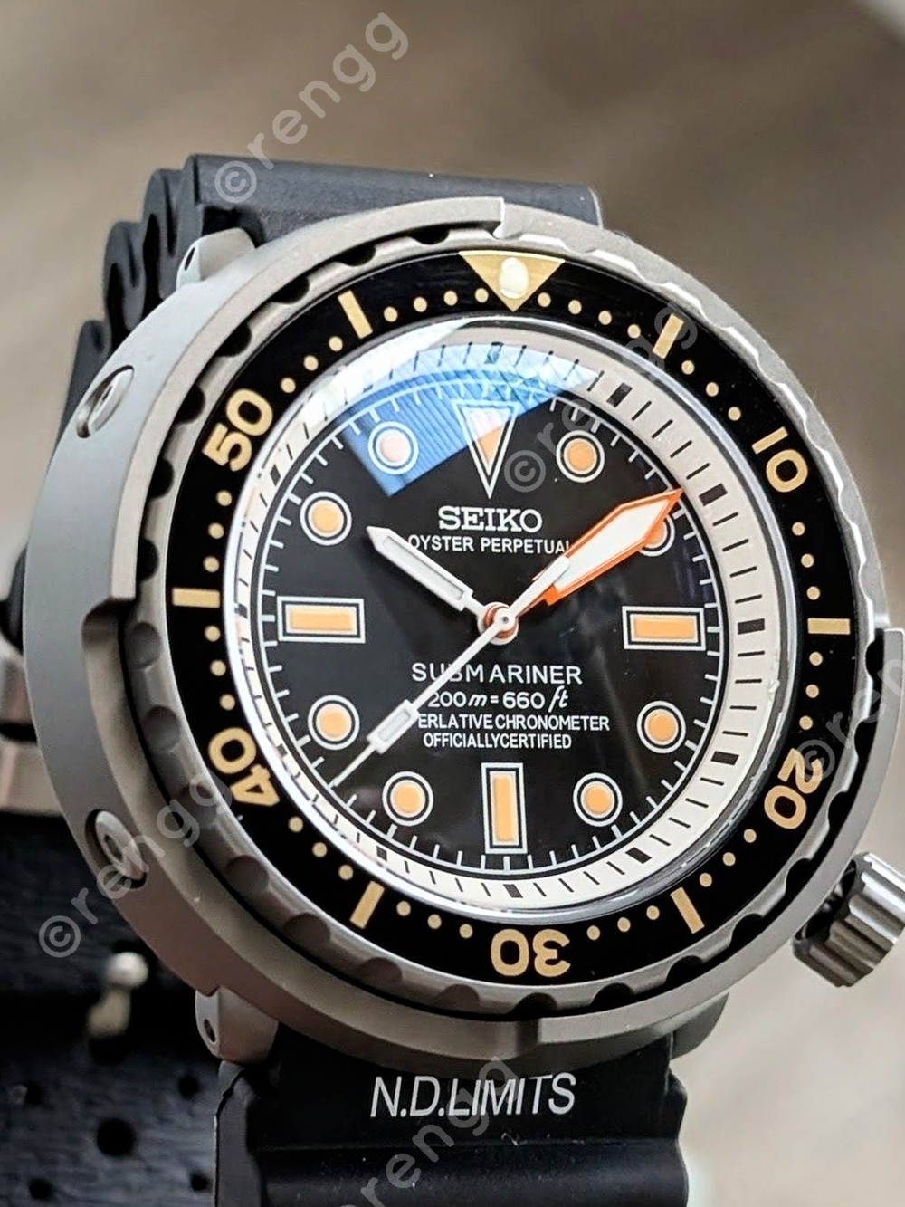 Titanium Tuna Canned Black Seiko Men’s Diver Mod Watch 47mm Sapphire AR Coated - Picture 11 of 11